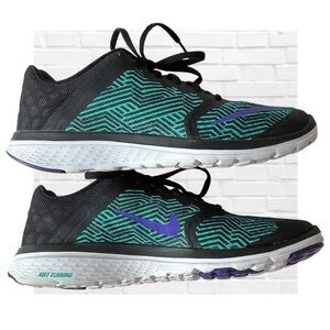 Nike FS Lite Run 3 Running Women’s Black Teal Athletic Shoes Size 10 Lightweight
